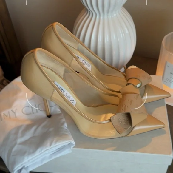 Jimmy Choo Tan Pointed Toe Heels - Picture 7 of 15